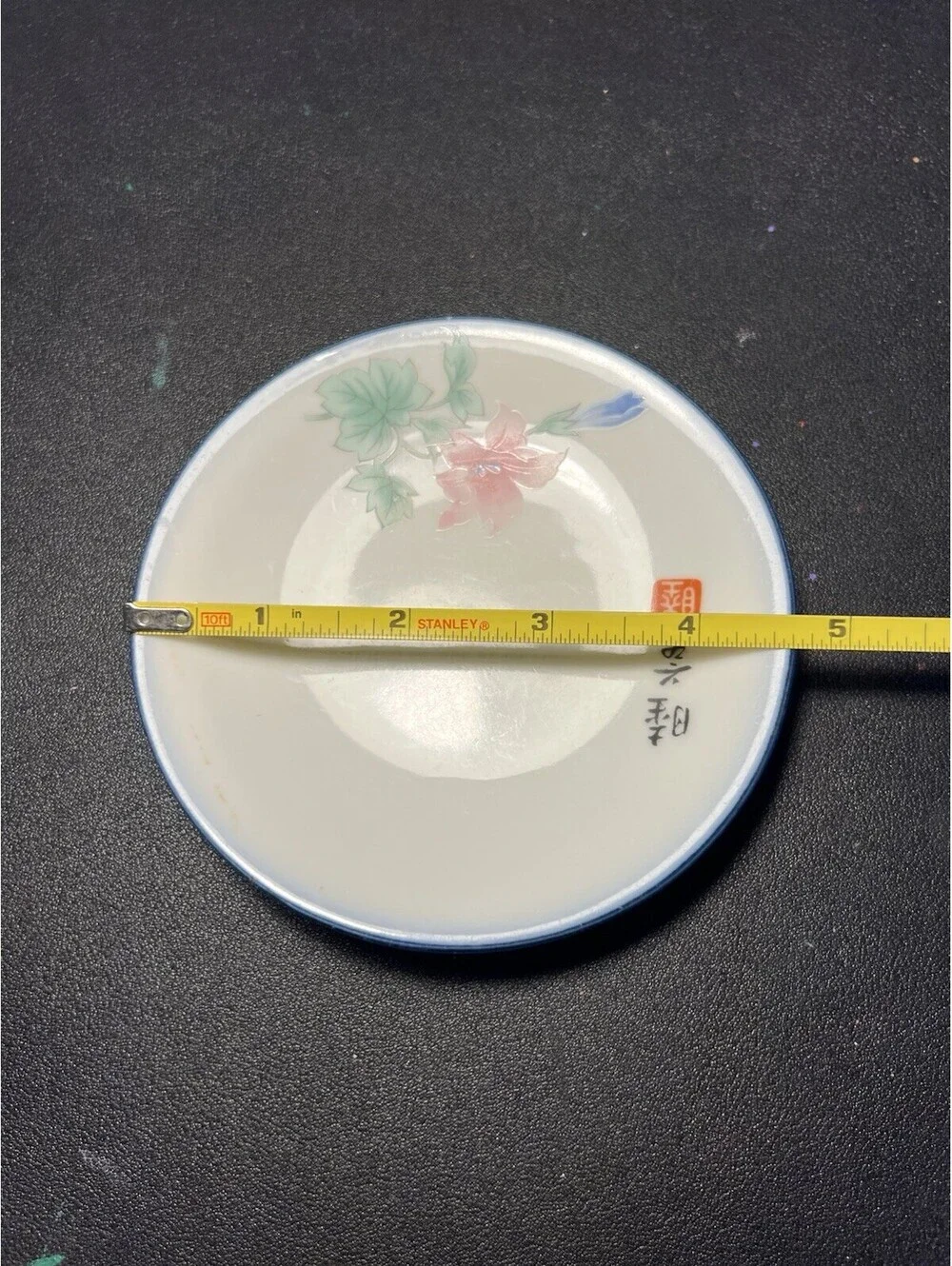 Japanese 1960s 2 Mamezara Sauce Dishes Hand-Painted Floral Porcelain 4.75” AS IS